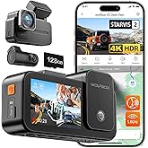 WOLFBOX X5 3 Channel 4K HDR Dash Cam, STARVIS 2 IMX678 8MP Night Vision, 4K+2.5K+1080P Front and Rear Inside Car Camera with 128GB Card and GPS, Support Voice Control, Touch Screen and 5.8GHz WiFi