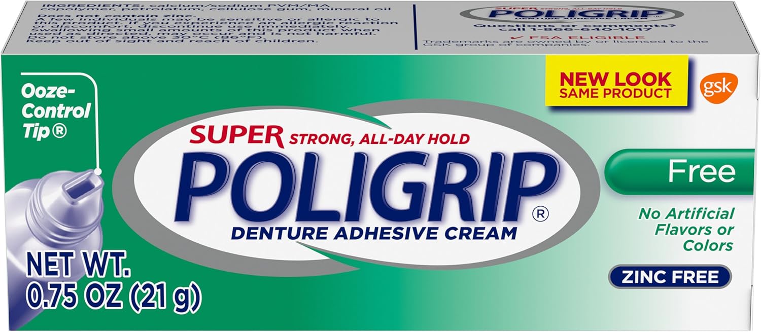 Super PoliGrip Denture Adhesive Cream 0.75 oz (3 Pack): Health & Personal Care