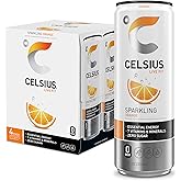 CELSIUS Sparkling Orange, Sugar Free Energy Drink, 12 Fl Oz (Pack of 4)