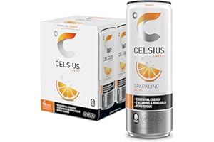 CELSIUS Sparkling Orange, Functional Essential Energy Drink 12 Fl Oz (Pack of 4)
