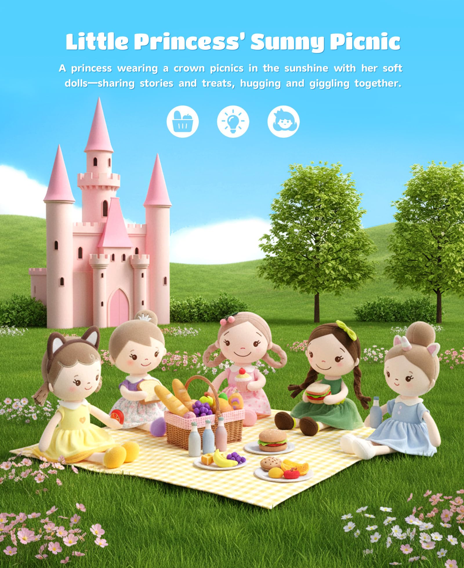 GAGAKU Weiche Plüsch-Babypuppe für Mädchen (12 Zoll) – Mein erstes Babypuppengeschenk für 1-jährige Mädchen, Kleinkinder und Säuglinge, maschinenwaschbares Stoffpuppenspielzeug 5