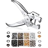 Grommet Tool Kit Eyelet Plier, Gold, Silver, Grey, Copper, 3/16 Inch | Hole Punch Grommet, Hand Press Pliers, 200 Pieces of Eyelets, Eyelet Plier Set Bulk for Clothes Shoes Bags