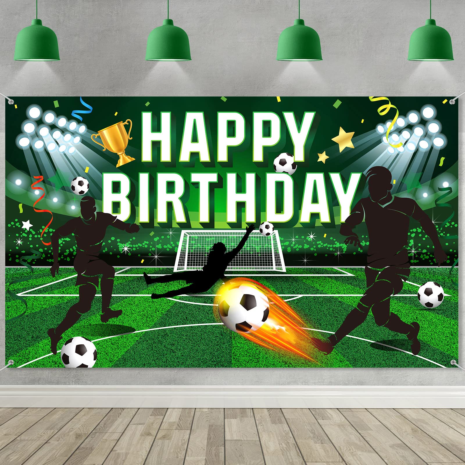 Football Birthday Banner Football Party Decoration Backdrop for Girls Boys Kids Birthday Party Supplies Sports Theme Soccer Field Photo Booth Props, 5.9 x 3.6 Feet