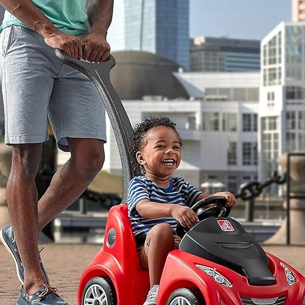 STEP2 PUSH AROUND BUGGY GT KIDS PUSH CAR, RIDE ON TOY, STROLLER SUBSTITUTE, INCLUDES SEAT BELT & HORN, MADE OF DURABLE PLASTIC, MAX WEIGHT 50 LBS., FOR TODDLERS 1.5-3 YEARS OLD, RED
