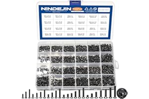 NINDEJIN 720 pcs Laptop Notebook Computer Carbon Steel Screws Kit Set, Flat Head Phillips Screw Assortments, M1.4/1.7/2/2.5/3 Countersunk ssd Screws Accessories