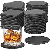 72 Pcs Slate Coasters for Laser Engraving Blanks Slate Coasters Bulk for Engraving Black 4 Inch Blank Laser Engraving, Hand Painted, Scratch Resistant Bottom 18Square+18Round+18Heart+18Hexagon