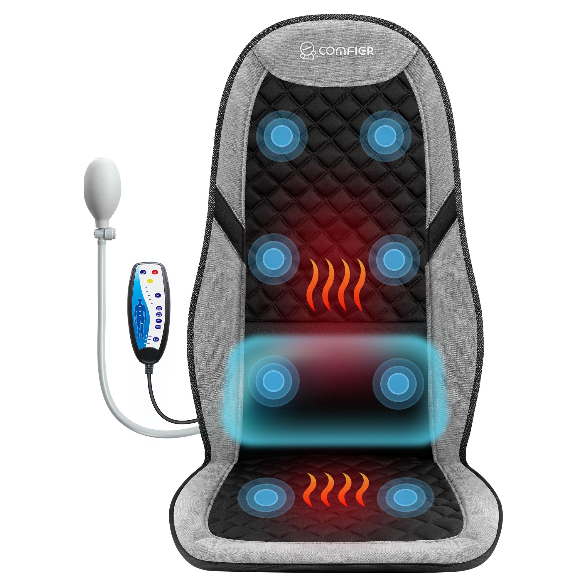 Photo 1 of COMFIER Back Massager with Heat,Massage Chair Pad,Massage Seat Cushion with Adjustable Lumbar Support,Back Massage for Pain Relief,Chair Massager for Recliner,Valentines Day Gifts for Women Mom Wife