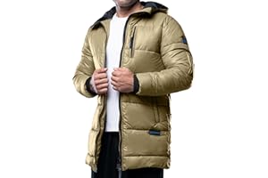 URBAN BUCK Puffer Jacket Men with Faux Fur Trimmed Hood Mens Down Parka Winter Coat Windbreaker & Waterproof Ski Coat for Men