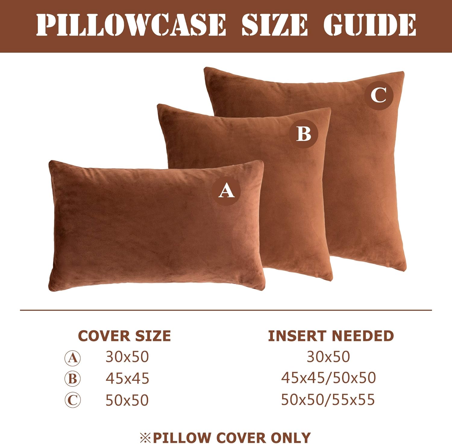 NANPIPER Set of 2 Velvet Soft Decorative Cushion Throw Pillow Covers 20x20 Inch/50x50 cm Cozy Solid Velvet Square Pillowcase CushionCovers Brown for Couch and Bed: Home & Kitchen
