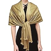 Gragengs Women's Sparkling Metallic Pashmina Shawls and Wraps Long Party Scarf Solid Color Two Tone