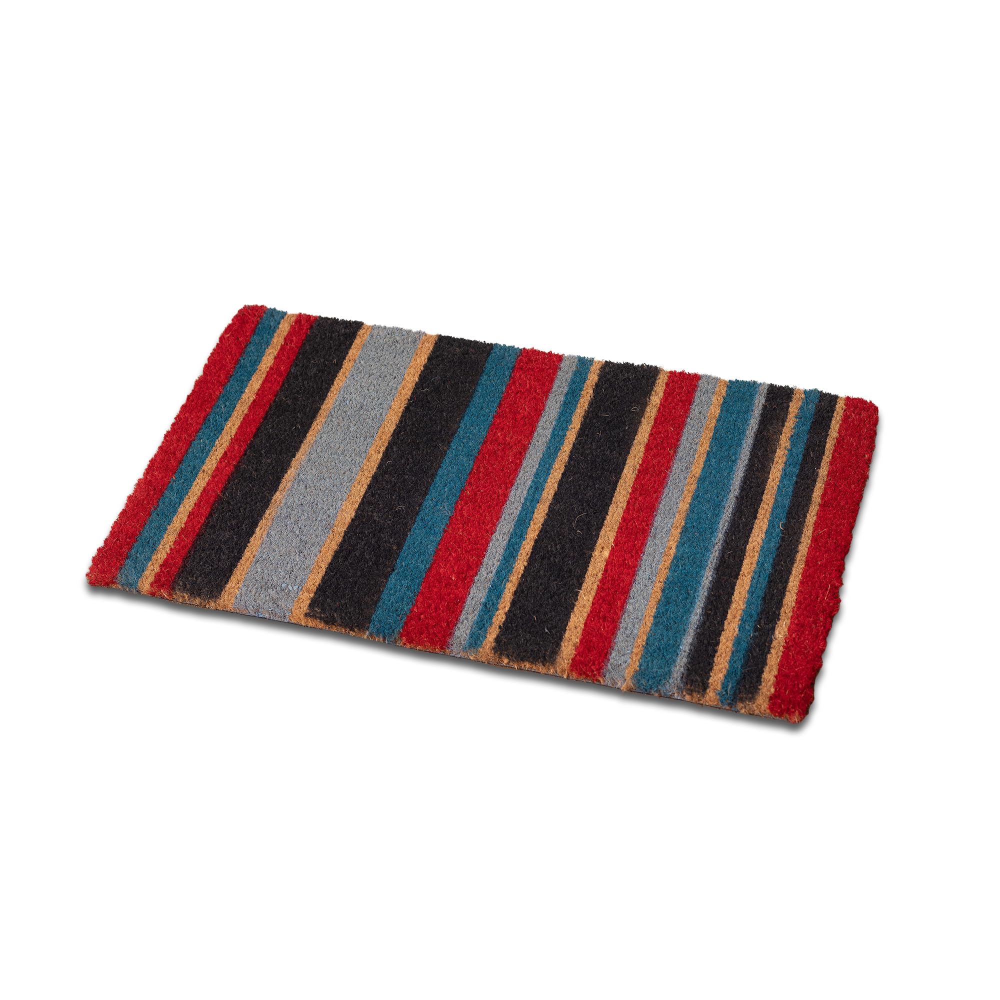 Addis Door Mat 100% Natural Coir Pile with Multi Colour Stripe Design-70 x 40 cm, 70_x_40_cm, 517491