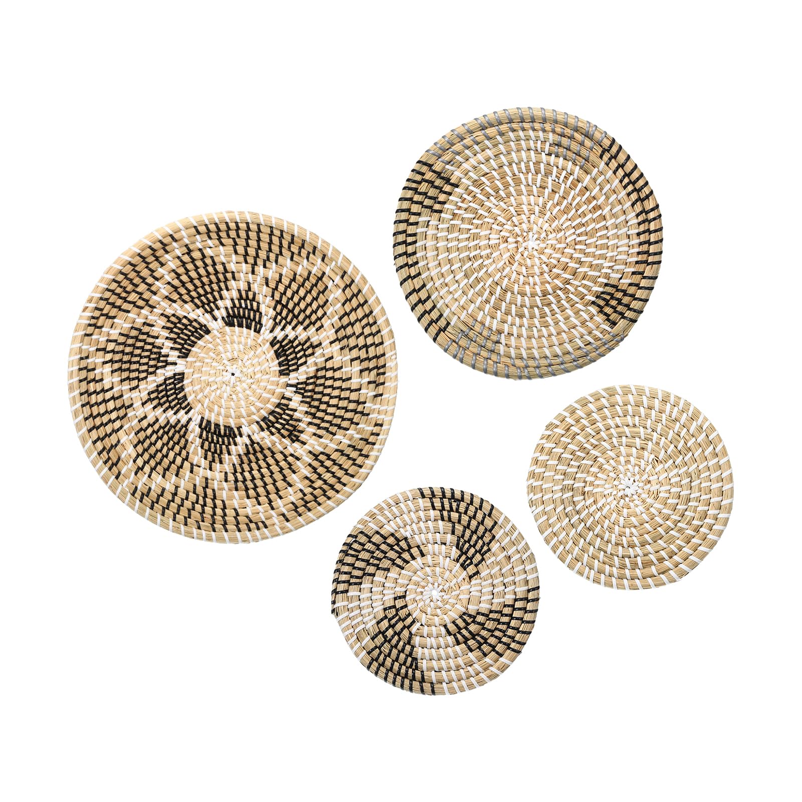 Uxcell Baskets for Wall Decor, Bohemian Wall Basket Decor Set, Straw Wall Hanging Decor, Hanging Woven Wall Basket, Wicker Wall Decor (4pcs)