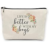 huester Mom Makeup Bag, Boy Mama Gifts, Mother Gifts from Sons Cosmetic Bag for Women, Mom of Boys Toiletry Bags Travel Zipper Makeup Pouch