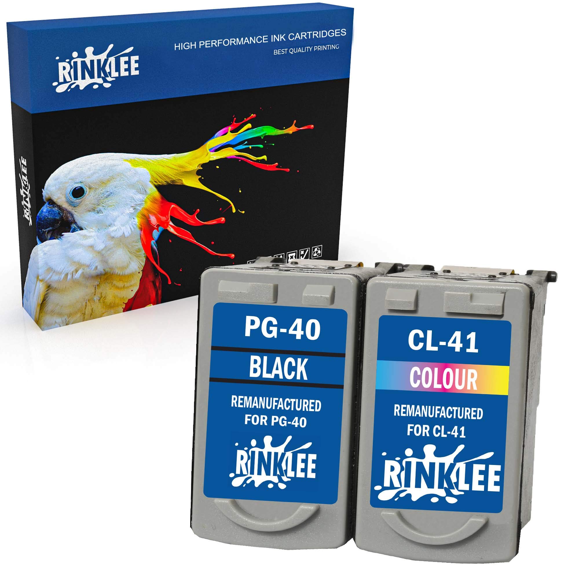 RINKLEE Remanufactured for Canon PG-40 CL-41 Ink Cartridge compatible with Canon iP2600 MP140 MP460 iP1800 iP1900 iP2500 MP190 MP210 MP220 MP170 MP180 MP160 MP450 MP150 | 1 Black, 1 Tri-Colour