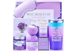 ADISHER Mothers Day Gifts for Mom, Mother's Day Gift Ideas, Birthday Gifts for Women, Relaxing Lavender Spa Purple Gift Basket Set, Mothers Day Gift Basket for Women, Mom from Daughter Son with 20Oz Tumbler