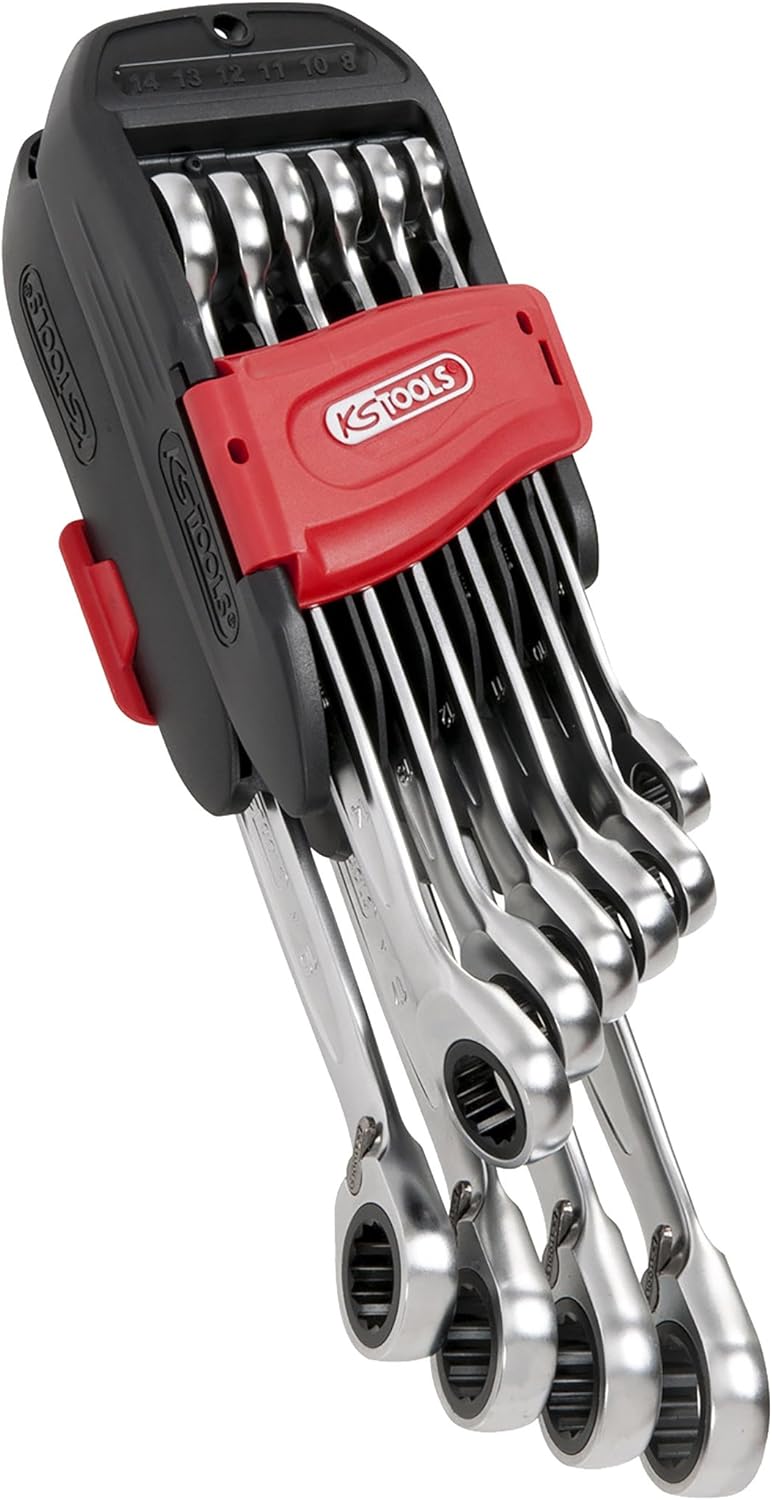KS Tools 503.4620 Set of 10 Double Ratchet Spanner Set on Stand 8-10-11-12-13-14-16-17-18-19 mm, Chrome Satiné - Image 4