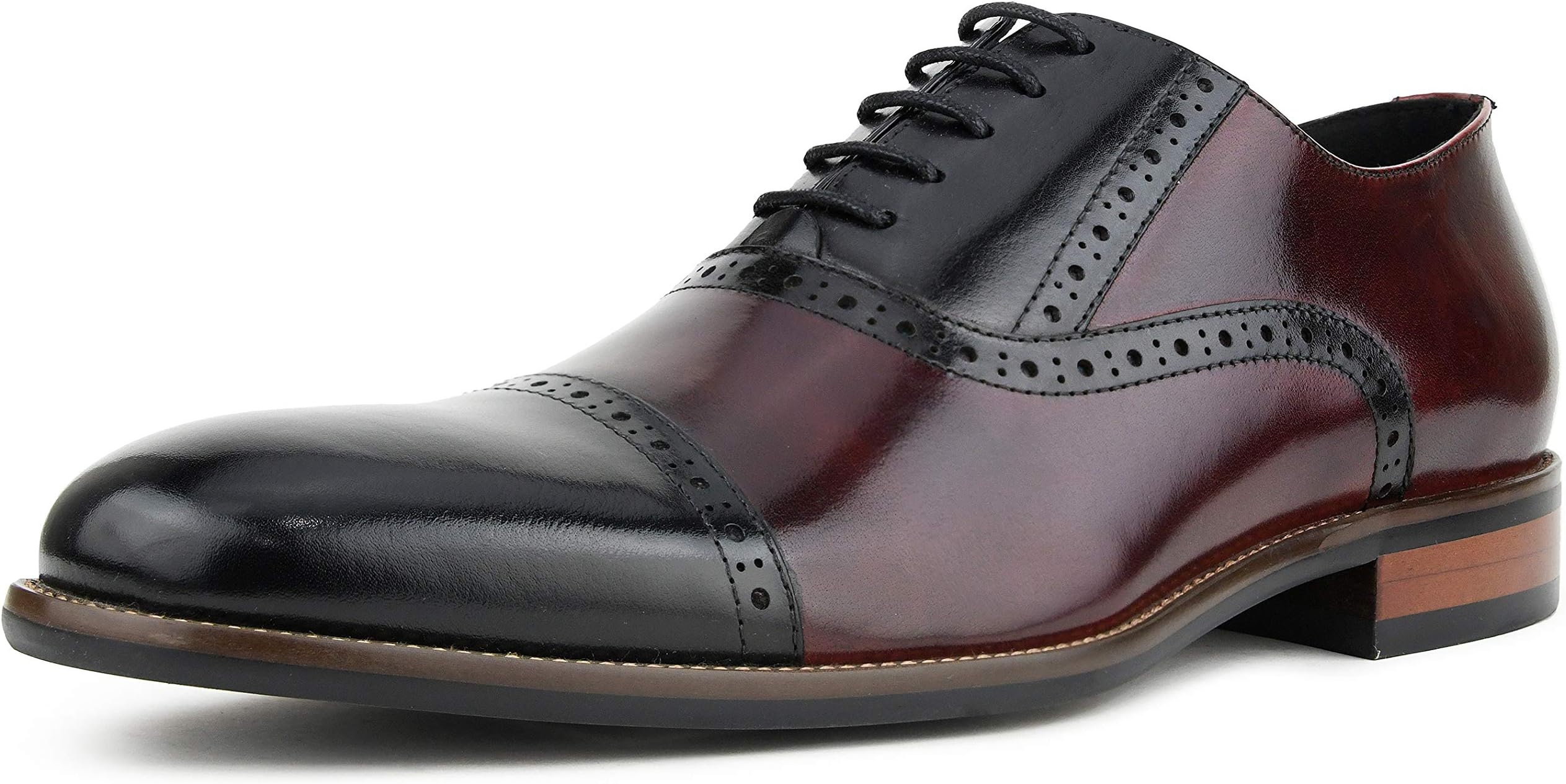 Asher Green AG106 - Men's Dress Shoes - Genuine Leather Cap Toe Oxfords, Lace Up Mens Dress Shoes - Unique Decorations and Broguing