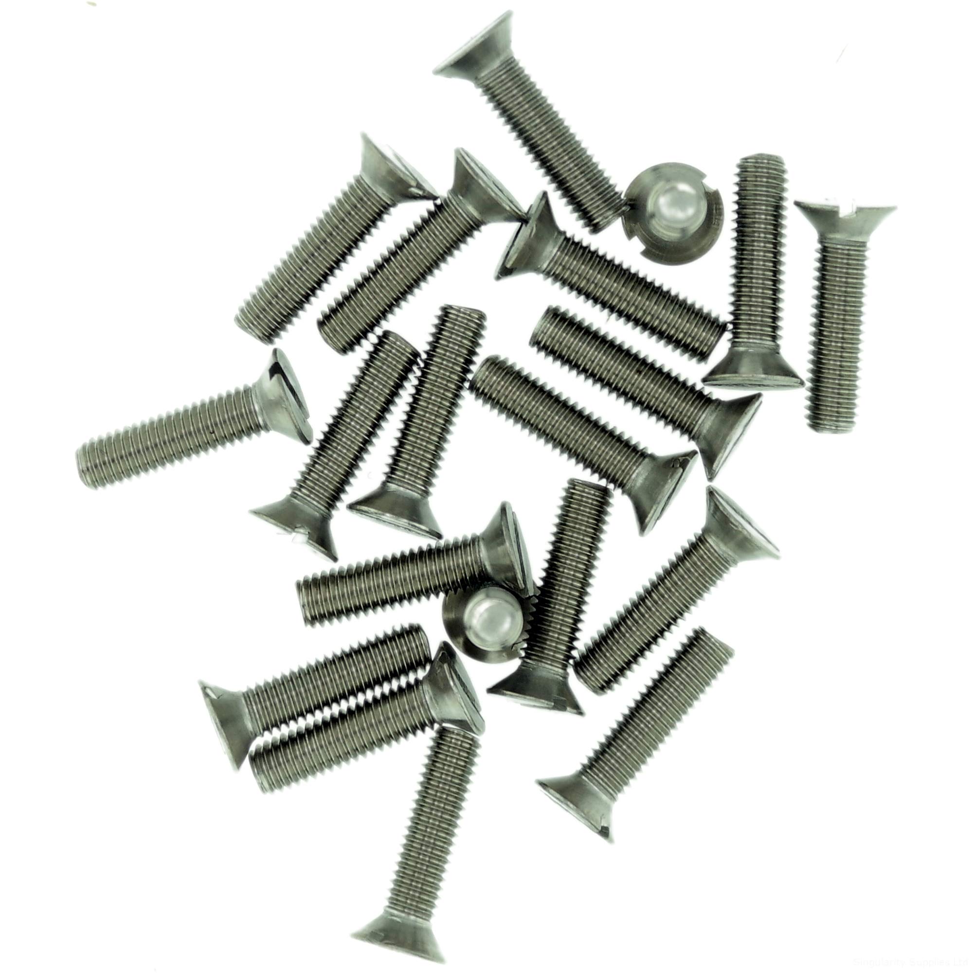 M6 (6mm x 18mm) Slot Countersunk Machine Screw (Bolt) - Stainless Steel (A2) (Pack of 20)