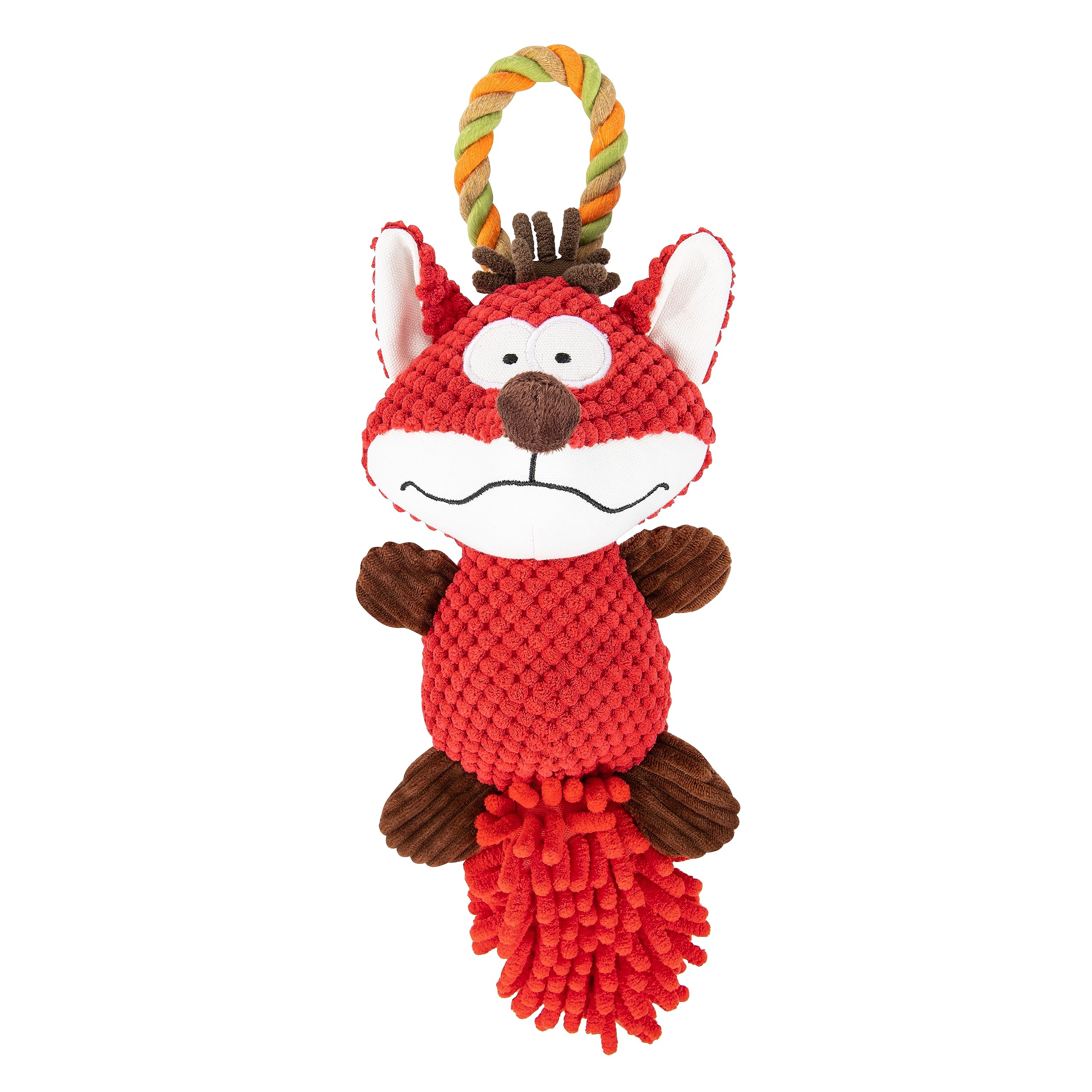 Bayer Design EDUPET 06004AA Dog toy fox plush with rope, squeaking