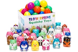 CURIBBLE Slow Rising Squishy Toys with Easter Eggs - 30 PCS Stress Relief Fidget Toys,Birthday Goodie Bag Stuffers Treasure Box Toys, Kids Classroom Prizes,Claw Machine Toys,Mini Animal Toys