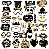 Birthday Photo Booth Props Kit - 38Pcs Funny Pose Signs, Selfie Photobooth Decor for Birthday Party, Men Women