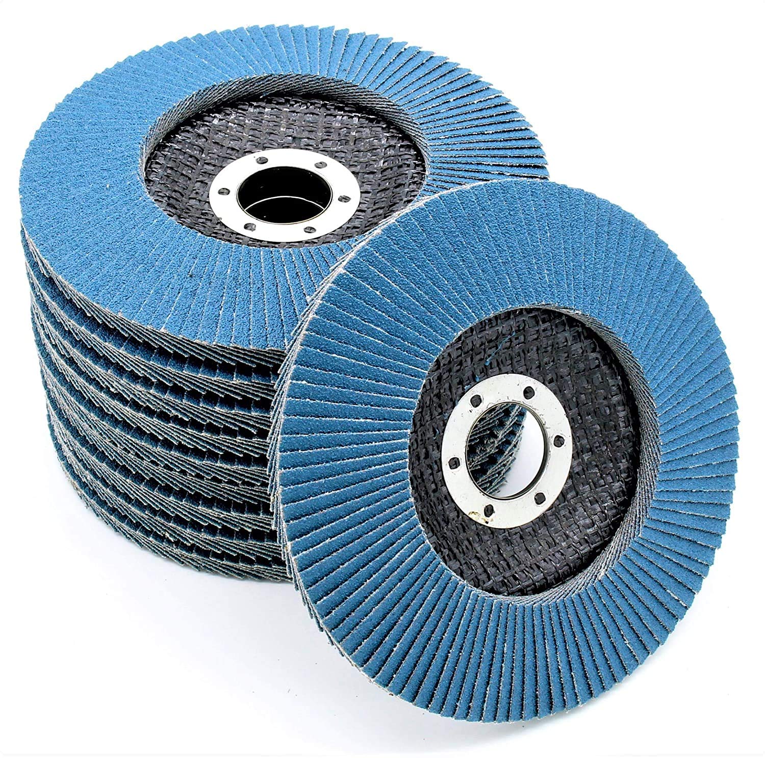 Pack of 10 Zirconium Flap Grinding Discs 125mm Abrasive Sanding Flap Wheel fits all 5" (125mm) Angle Grinders - Available in 5 Different Grits (100G)