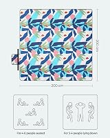 SONGMICS Large Picnic Blanket 200x200cm Water Repellent Multicoloured Fern view 3