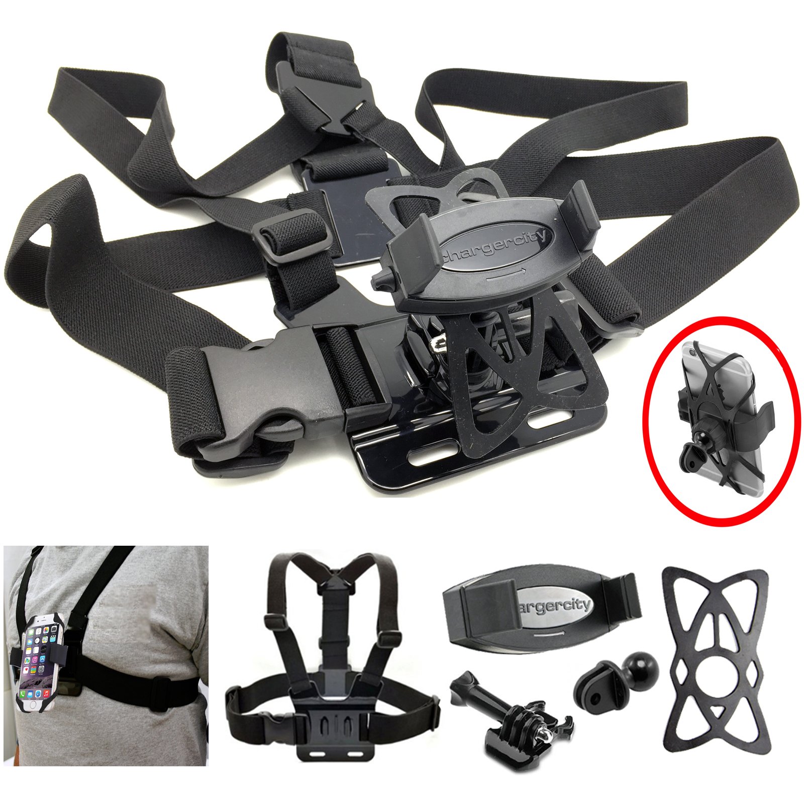 ChargerCity Adjustable GoPro Hero Chest Strap Smartphone Mount for