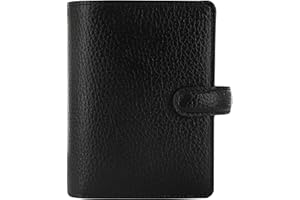 Filofax Finsbury Organizer, Mini Size, Black - Traditional Grained Leather, Five Rings, Week-to-View Insert, Multilingual (C0