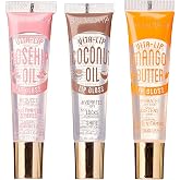 Ruby Kisses Broadway Vita-Lip Clear Lip Gloss (3 Pack Mango Butter, Rosehip, Coconut Oil), Ultra-Hydrating &amp; Soothing Formula with Vitamin Oils, High-Shine Non-Sticky Finish, Healing Lip Balm