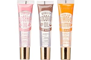 Ruby Kisses Broadway Vita-Lip Clear Lip Gloss (3 Pack Mango Butter, Rosehip, Coconut Oil), Ultra-Hydrating & Soothing Formula with Vitamin Oils, High-Shine Non-Sticky Finish, Healing Lip Balm
