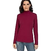 HieasyFit Women's Cotton Mock Turtleneck Long Sleeve Basic Thermal Top