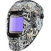 ARCCAPTAIN 3.94"X3.66" Large Viewing Screen Welding Helmet, True Color Auto Darkening Welding Hood, Solar Powered 4 Arc Sensor, Wide Shade 4-5/5-9/9-13 Welding Mask (Skeleton Technology)
