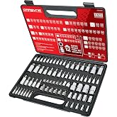 CARBYNE 74-Piece Master Torx &amp; E-Torx Set w/Stubby Low Profile Bit Sockets | T10-T60 Low Profile, T6-T70 Standard, T6H-T70H Tamper, TP8-TP60 Torx Plus, S2 Steel Bits, CrV Sockets, Genuine Licensed Torx