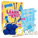 BeKnitting Knitting Kit for Beginners Adults &amp; Kids - Learn to Knit - Yarn, Pompom Makers, Needles &amp; Other Supplies | Holiday Gifts, Gift-Ready Box