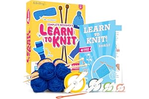 BeKnitting Knitting Kit for Beginners Adults & Kids - Learn to Knit - Yarn, Pompom Makers, Needles & Other Supplies | Holiday