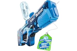 FUN KIWI Ultimate Fun Hybrid Manual/Electric Water Gun for Adults and Kids 6+, 32ft Long Range Automatic Electric WaterGun, Auto Suction Squirt Gun, Powerful Water Blaster Pistol, Perfect Cool Summer Gun Toy