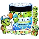 Positive Turtle Jar – 60 Daily Affirmation Cards with Standee | Cute Desk Decor & Encouragement Gift for Women, Coworkers, Teens, Friends | Emotional Support Jar, Just Because, Self Care Idea