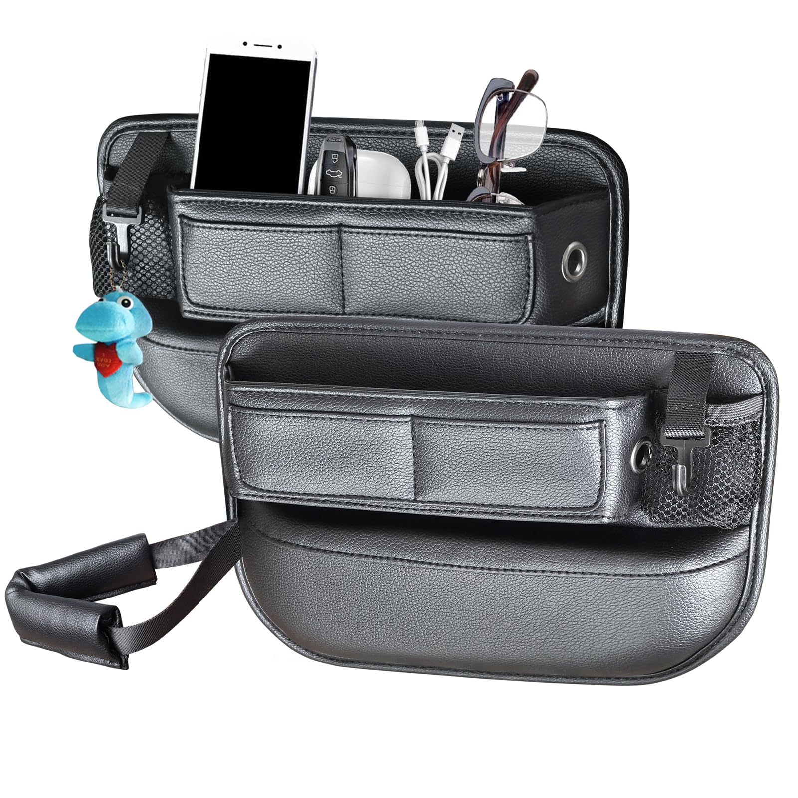 Photo 1 of 2 Pack Car Seat Gap Filler Organizer for SUV Truck Universal PU Leather Storage Box with Seats Belt Holder Automotive Consoles Side Gaps Small Things Catcher Auto Essentials Accessories for Women Men