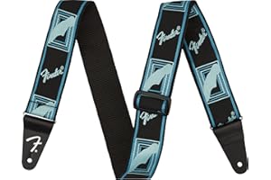 Fender Neon Monogrammed Guitar Strap, Guitar Accessories, 2in, Adjustable Length from 34" to 59", Daphne Blue