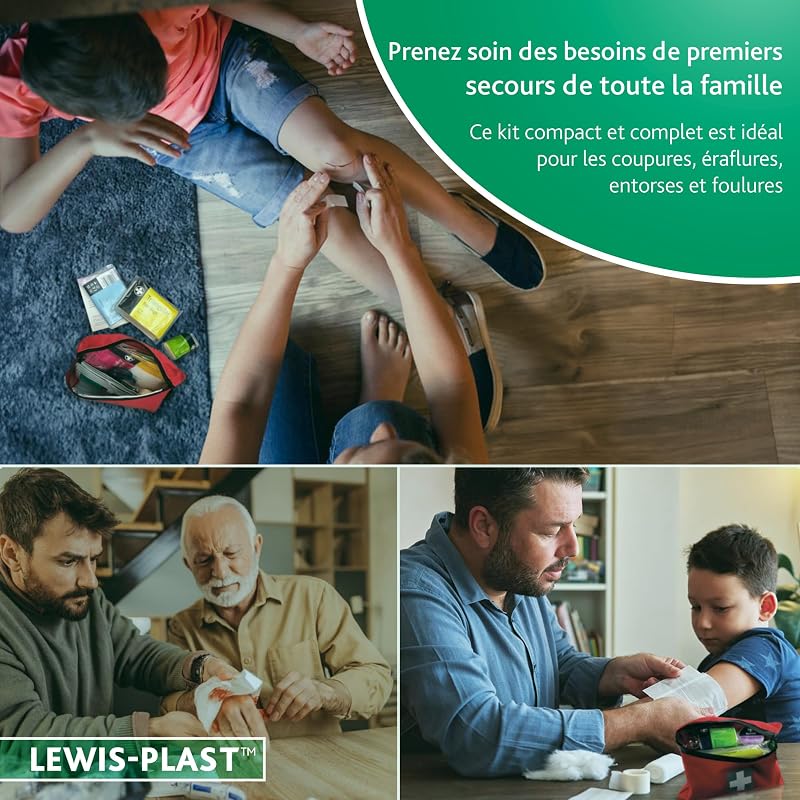 Lewist-Plast Trousse De Premiers Soins de 92 pièces - À Garder Dans Votre Voiture, À La Maison, Au Travail, En Vacances - Comprend L'essentiel Pour Les Situations D'urgence Quotidiennes (lot De 1)