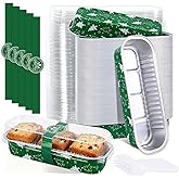 FYSUIMU 100 Pcs Christmas Mini Loaf Pans with Lids and Forks 6.6 x 2.6 x 1.2 Cake Pans Green Xmas Tree Rectangular Aluminum Foil Baking Pan for Muffin Ramekins Party Picnic Supplies