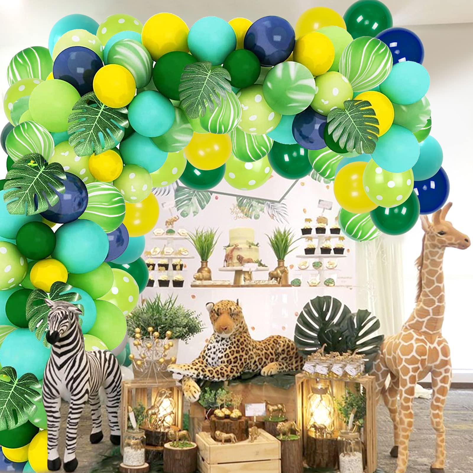 Buy Green Balloon Arch Kit, Tropical Balloon Arch with Palm Leaves
