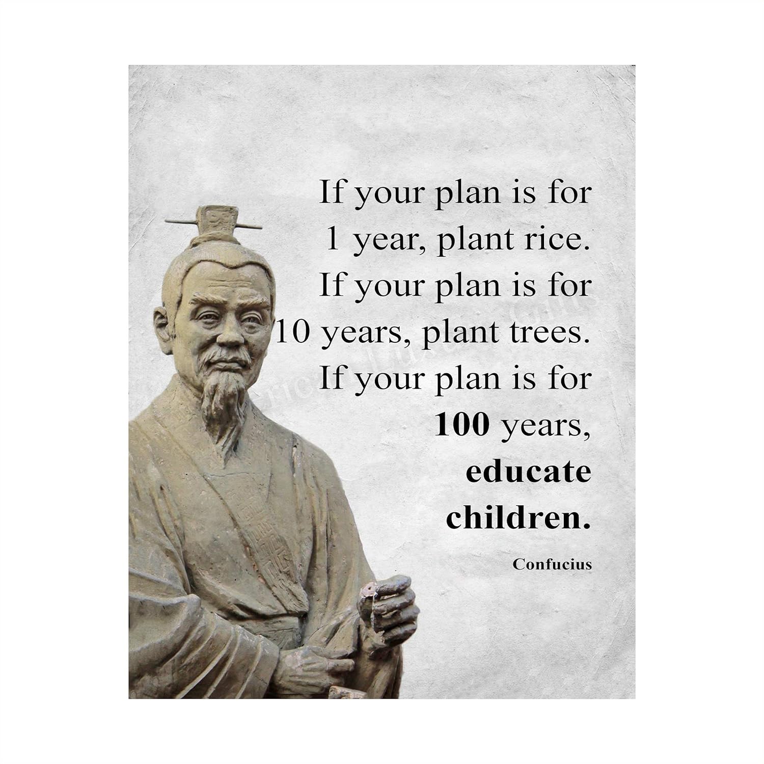 Amazon Com If Your Plan Is For 100 Years Educate Children Confucius Quotes Wall Art 8 X 10 Motivational Poster Print Ready To Frame Inspirational Home Office School Study Decor Great Gift Of Motivation Handmade