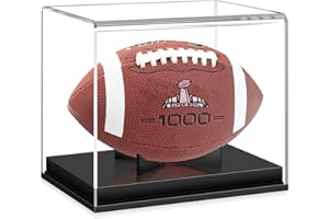 KKU Football Display Case Autographed Football Holder Clear Acrylic Display Case with Built-in Removable Football Display Stand (No Assembly Required)