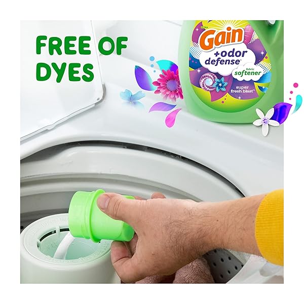 GAIN ODOR DEFENSE LIQUID FABRIC SOFTENER, SUPER FRESH BLAST SCENT, 140 FL OZ, 190 LOADS, 2 IN 1 FRESHNESS PLUS ODOR PROTECTION