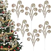 RINOLY 6 Pcs Christmas Tree Topper,17 in Red and Green Candy Cane Christmas Tree Picks,Curly Woolen Christmas Tree Decorations Candy Cane Ornaments for Holiday Decors Vase Filler