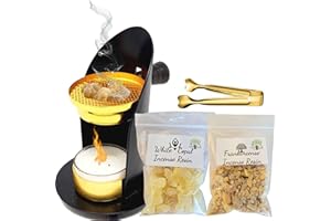Resin Incense Burner Set – Adjustable Incense Burner Holder, 100% Pure Copal & Frankincense Variety, Tealight Resin Burner Ki