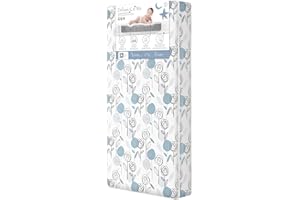 Dream On Me Nap Nest Crib and Toddler Mattress, Dual-Sided - Infants & Toddlers, Waterproof 5” Mattress with 88 Interwoven Coils, 75% Recycled Fiber, GREENGUARD Gold & BSA Certified – Teal Flowers
