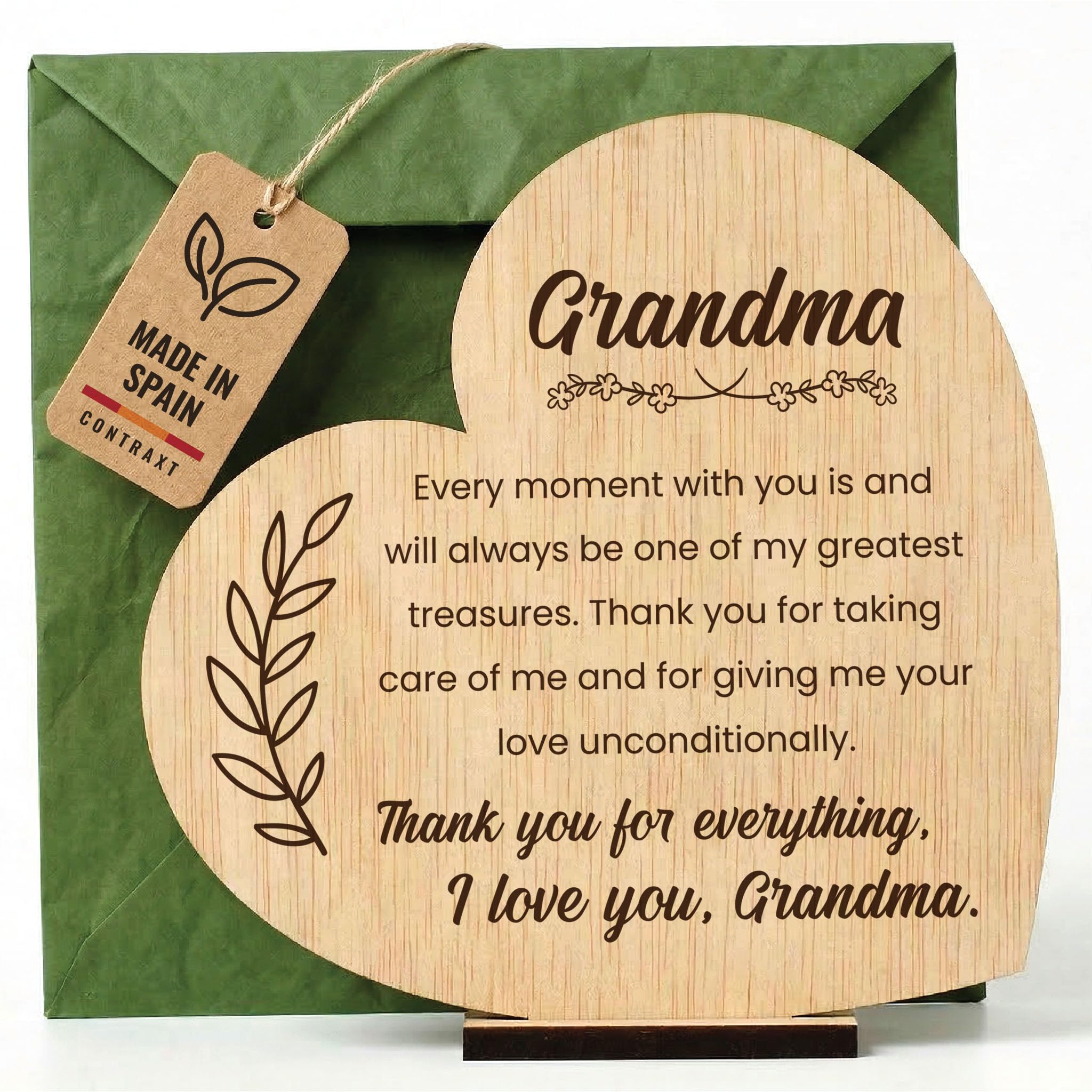 CONTRAXT Wooden Grandmother Card. Unique Grandmother's Day Gift Wooden Sentimental Gifts for Grandma Christmas Cards from Grandson Granddaughter (Grandmother)